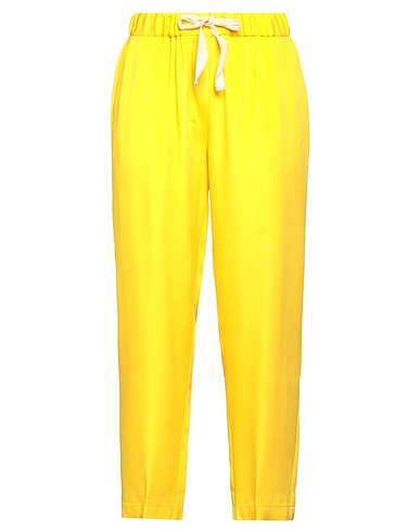 BRIAN DALES Casual pants Yellow 53% Acetate, 47% Viscose