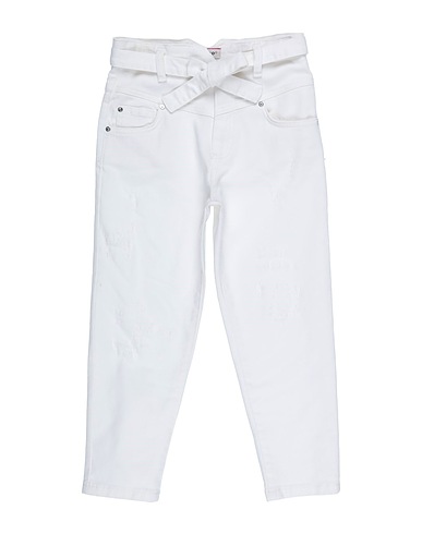 PINKO UP Denim trousers White 98% Cotton, 2% Elastane