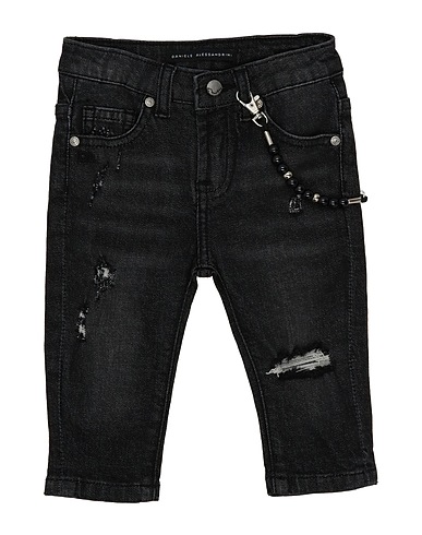 DANIELE ALESSANDRINI Denim trousers Black 98% Cotton, 2% Elastane