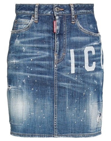 DSQUARED2 Denim skirt ICON Blue 98% Cotton, 2% Elastane, Bovine leather