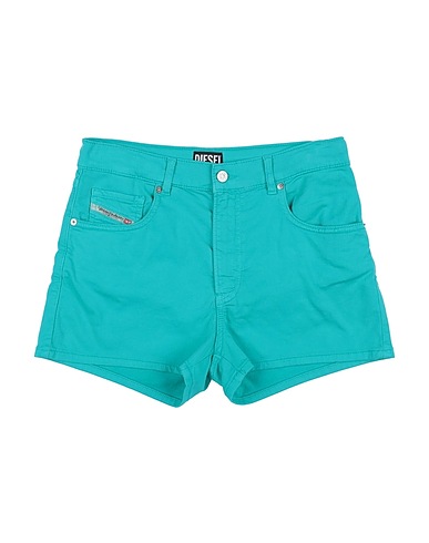 DIESEL Shorts & Bermuda Turquoise 98% Cotton, 2% Elastane, Bovine leather
