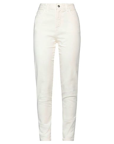 KONTATTO Denim trousers Ivory 98% Cotton, 2% Elastane