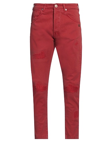 BERNA Denim trousers Brick red 98% Cotton, 2% Elastane