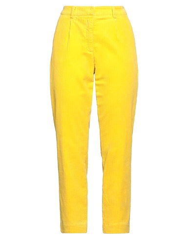 SKILLS & GENES Casual trouser Yellow 98% Cotton, 2% Elastane