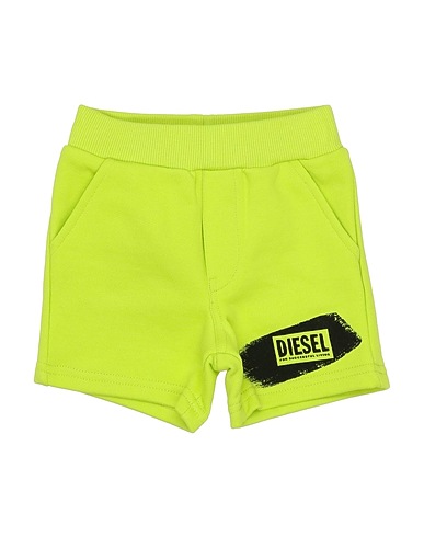 DIESEL Shorts & Bermuda Lime green 100% Cotton, Elastane