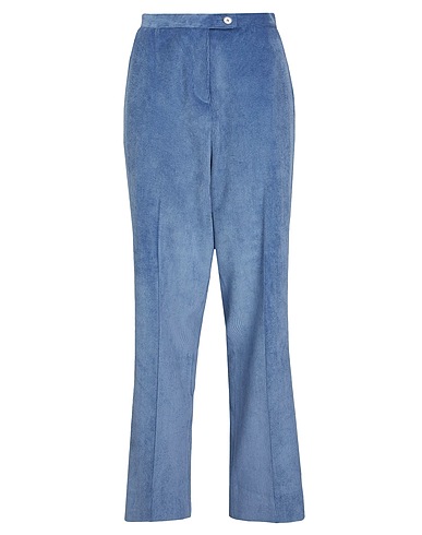 8 by YOOX Hosen CORDUROY HIGH-WAIST STRAIGHT PANTS Blaugrau 85% Polyester, 12% Polyamid, 3% Elastan