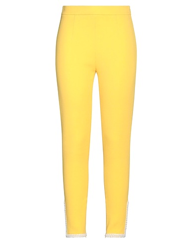 MOSCHINO Casual trouser COUTURE Yellow 93% Wool, 5% Polyamide, 2% Elastane