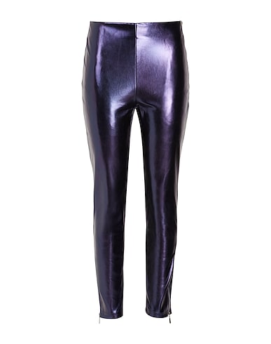 8 by YOOX Casual trouser METALLIC COATED SLIM TROUSERS
 Dark purple 100% Polyester