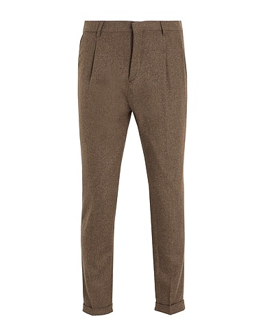 8 by YOOX Casual trouser FLANNEL ESSENTIAL PLEATED CHINO PANT Taupe 60% Recycled wool, 20% Recycled polyester, 15% Recycled polyamide, 5% Other Fibres