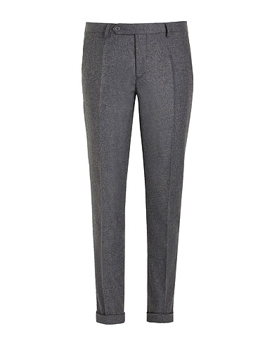 8 by YOOX Casual trouser FLANNEL ESSENTIAL CHINO PANT Lead 60% Recycled wool, 20% Recycled polyester, 15% Recycled polyamide, 5% Other Fibres