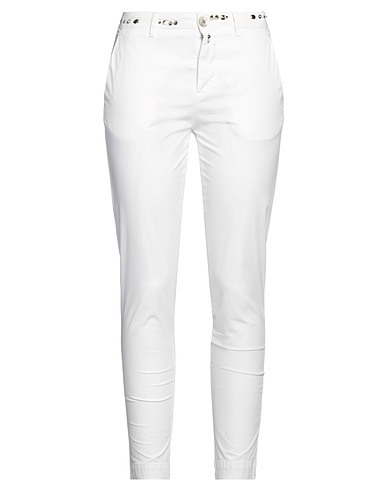 AGLINI Casual trouser White 98% Cotton, 2% Elastane