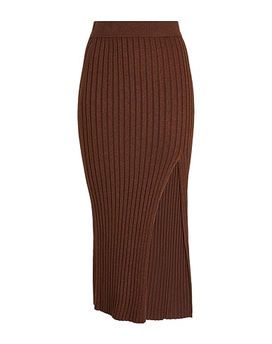 8 by YOOX Langer Rock METALLIC KNIT FRONT SPLIT MIDI SKIRT Braun 62% Viskose, 33% Polyester, 5% Metallfaser