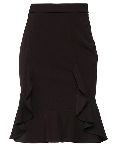SIMONA CORSELLINI Mini skirt Dark brown 52% Polyester, 43% Virgin Wool, 5% Lycra®