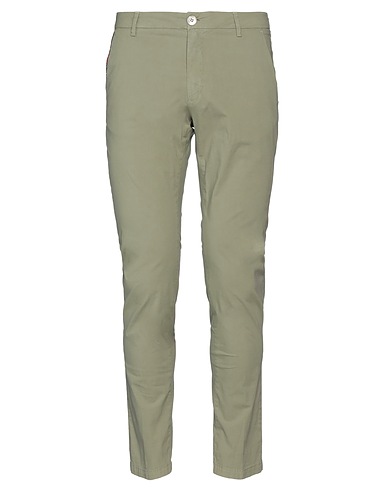 AGLINI Casual pants Sage green 98% Cotton, 2% Elastane