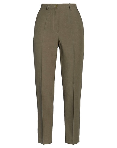 VICOLO Casual trouser Military green 65% Viscose, 35% Linen