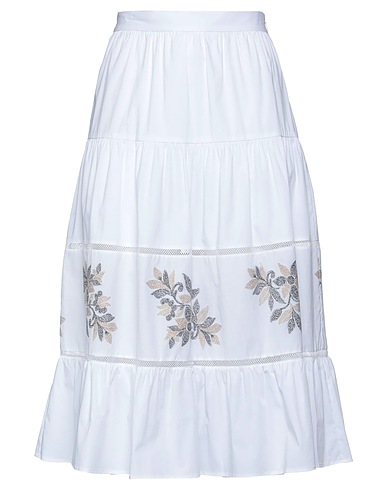 PUROTATTO Midi skirt White 100% Cotton