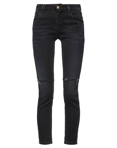 ROŸ ROGER'S Denim pants Black 92% Cotton, 6% Elastomultiester, 2% Elastane