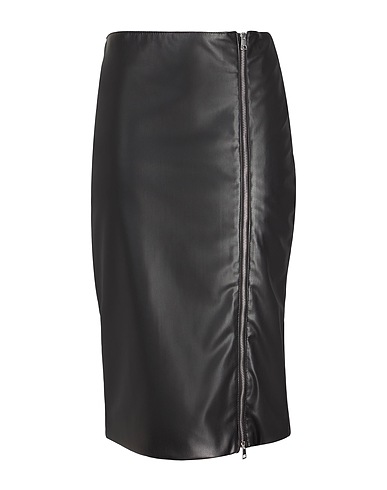 8 by YOOX Midi skirt FRONT ZIP DETAIL SPLIT MIDI SKIRT Black 50% Polyester, 50% Polyurethane