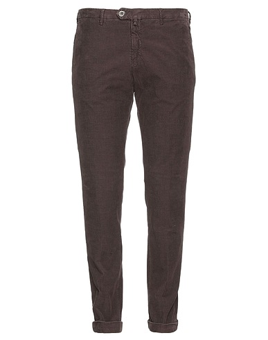 B SETTECENTO Casual trouser Dark brown 98% Cotton, 2% Elastane