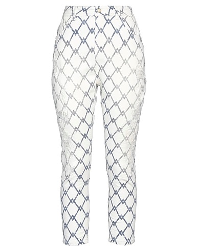SONIA DE NISCO Denim trousers White 97% Cotton, 3% Elastane