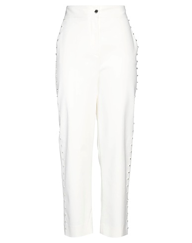 FONTANA COUTURE Casual trouser Ivory 97% Cotton, 3% Elastane
