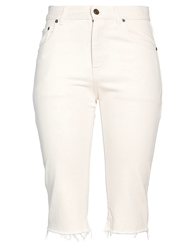 SAINT LAURENT Denim trousers White 100% Cotton, Calfskin