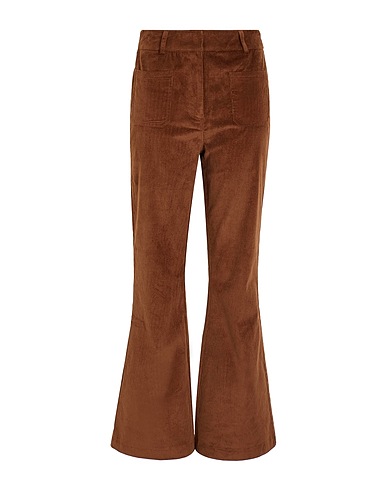8 by YOOX Pantalón CORDUROY FLARED HIGH-WAIST PANTS Café 97% Algodón orgánico, 3% Elastán