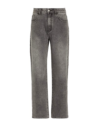 8 by YOOX Denim trousers ACID WASH WIDE LEG DENIM PANTS Black 100% Organic cotton