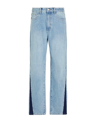 8 by YOOX Denim pants PATCHWORK WIDE LEG DENIM PANTS Blue 100% Organic cotton