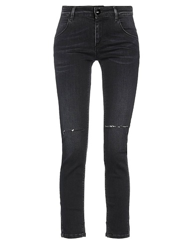 ROŸ ROGER'S Denim trousers Black 92% Cotton, 6% Elastomultiester, 2% Elastane