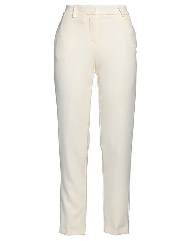 SIMONA CORSELLINI Casual pants Cream 94% Polyester, 6% Elastane