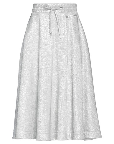 VALENTINO GARAVANI Midi skirt Silver 60% Cotton, 32% Polyamide, 8% Metallic fiber