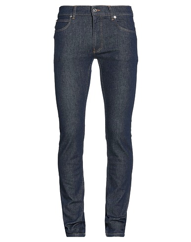VERSACE Denim trousers Blue 99% Cotton, 1% Elastane, Calfskin
