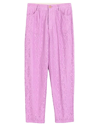 FORTE_FORTE Casual trouser Mauve 78% Cotton, 22% Polyamide