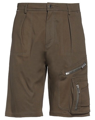 LES HOMMES Shorts & Bermuda Military green 98% Cotton, 2% Elastane