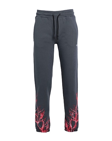 PHOBIA ARCHIVE Casual παντελόνι PANTS WITH RED LIGHTNING Γκρι Γραφίτη 100% Βαμβάκι