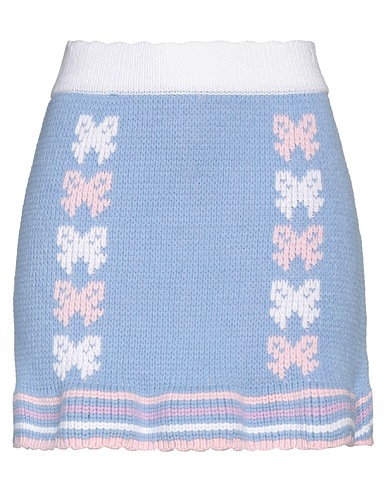 LOVESHACKFANCY Mini skirt Sky blue 72% Cotton, 28% Polyester
