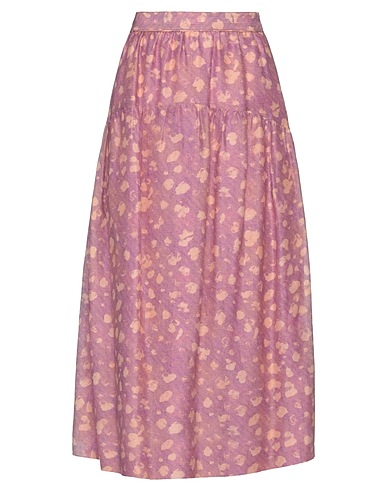 ULLA JOHNSON Long skirt Mauve 79% Cotton, 21% Silk