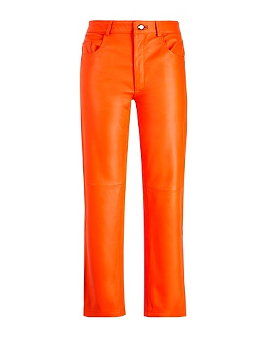 8 by YOOX Hosen LEATHER STRAIGHT LEG PANTS Orange 100% Lammleder