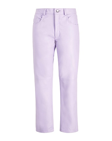 8 by YOOX Casual trouser LEATHER STRAIGHT LEG PANTS Lilac 100% Lambskin