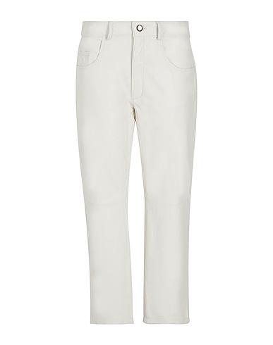 8 by YOOX Casual trouser LEATHER STRAIGHT LEG PANTS White 100% Lambskin