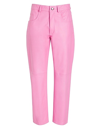 8 by YOOX Casual trouser LEATHER STRAIGHT LEG PANTS Pink 100% Lambskin