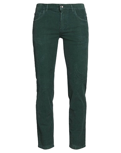DOLCE&GABBANA 5ポケットパンツ ダークグリーン コットン 97% / ポリウレタン 3% / 牛革
