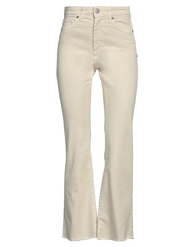 FEDERICA TOSI Casual trouser Ivory 98% Cotton, 2% Elastane