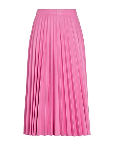 8 by YOOX Midi skirt LEATHER PLEATED MIDI SKIRT Pink 100% Lambskin