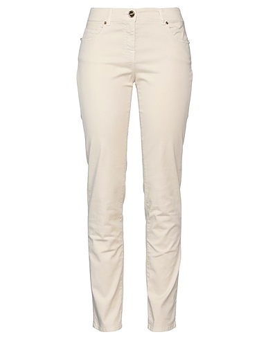 CAVALLI CLASS Denim trousers Beige 98% Cotton, 2% Elastane