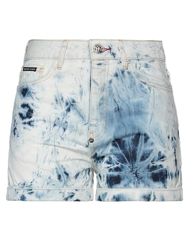 PHILIPP PLEIN デニムショートパンツ ブルー コットン 100% / 牛革（カーフ） / ポリエステル