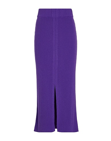 8 by YOOX Midi skirt RIBBED FRONT SPLIT KNIT LONG SKIRT Purple 60% Recycled cotton, 40% Cotton