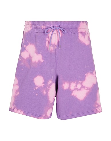 8 by YOOX Shorts & Bermuda ORGANIC COTTON TIE & DYE CREWNECK SHORTS Mauve 100% Organic cotton