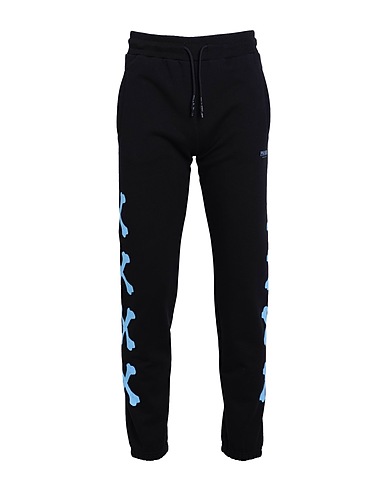 PHOBIA ARCHIVE Casual trouser PANTS WITH LIGHTBLUE CROSS BONES Black 100% Cotton